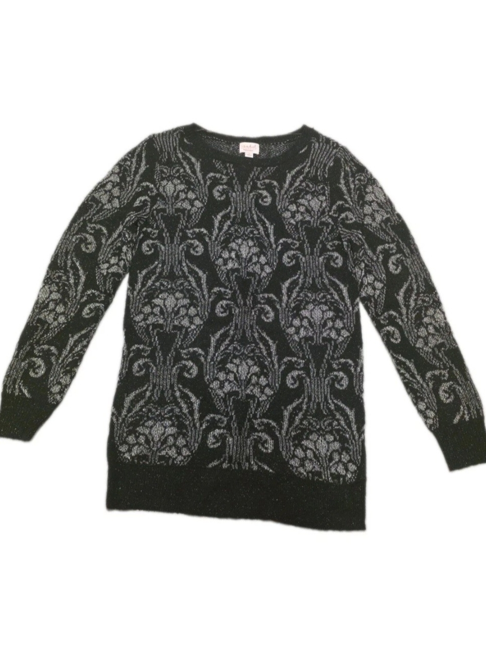 Isabel Maternity by Ingrid & Isabel Black and Gray Patterned Scoopneck Sweater